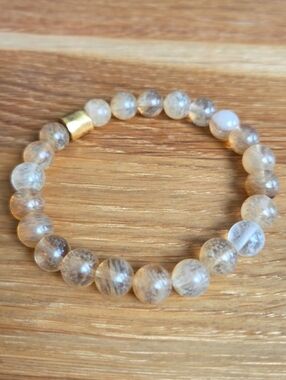 Champagne Quartz Beads Bracelet, Stretch, Hand Crafted